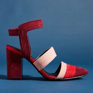 Cecilia New York Red pink color block heels